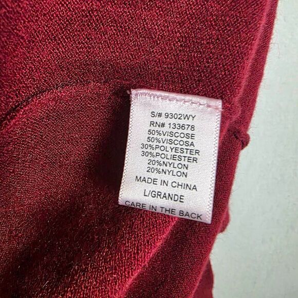 Love Tree Maroon Open Front Long Cardigan Large - Picture 5 of 6